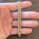 18k Yellow Gold 8.8g Hollow Light 8mm Vintage Oval Link Bracelet Italy 7.25"