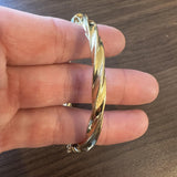 18k Yellow Gold 9.8g Vintage 6mm Spiral Twisted Bangle Bracelet Italy 7"