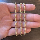 18k Yellow Gold 10.4g Hollow Light 4mm Ribbed Barrel Link Necklace 24"