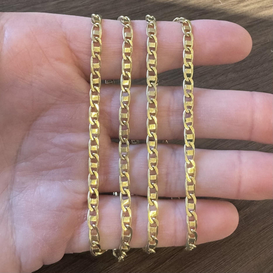 18k Yellow Gold 41.7g Solid 4mm Vintage Mariner Link Chain Necklace Italy 34"