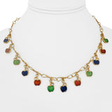 18k Yellow Gold 15.6g Ladies Vintage Enamel Apple Charms Link Necklace Italy 16"