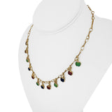 18k Yellow Gold 15.6g Ladies Vintage Enamel Apple Charms Link Necklace Italy 16"