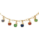 18k Yellow Gold 15.6g Ladies Vintage Enamel Apple Charms Link Necklace Italy 16"