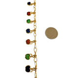 18k Yellow Gold 15.6g Ladies Vintage Enamel Apple Charms Link Necklace Italy 16"