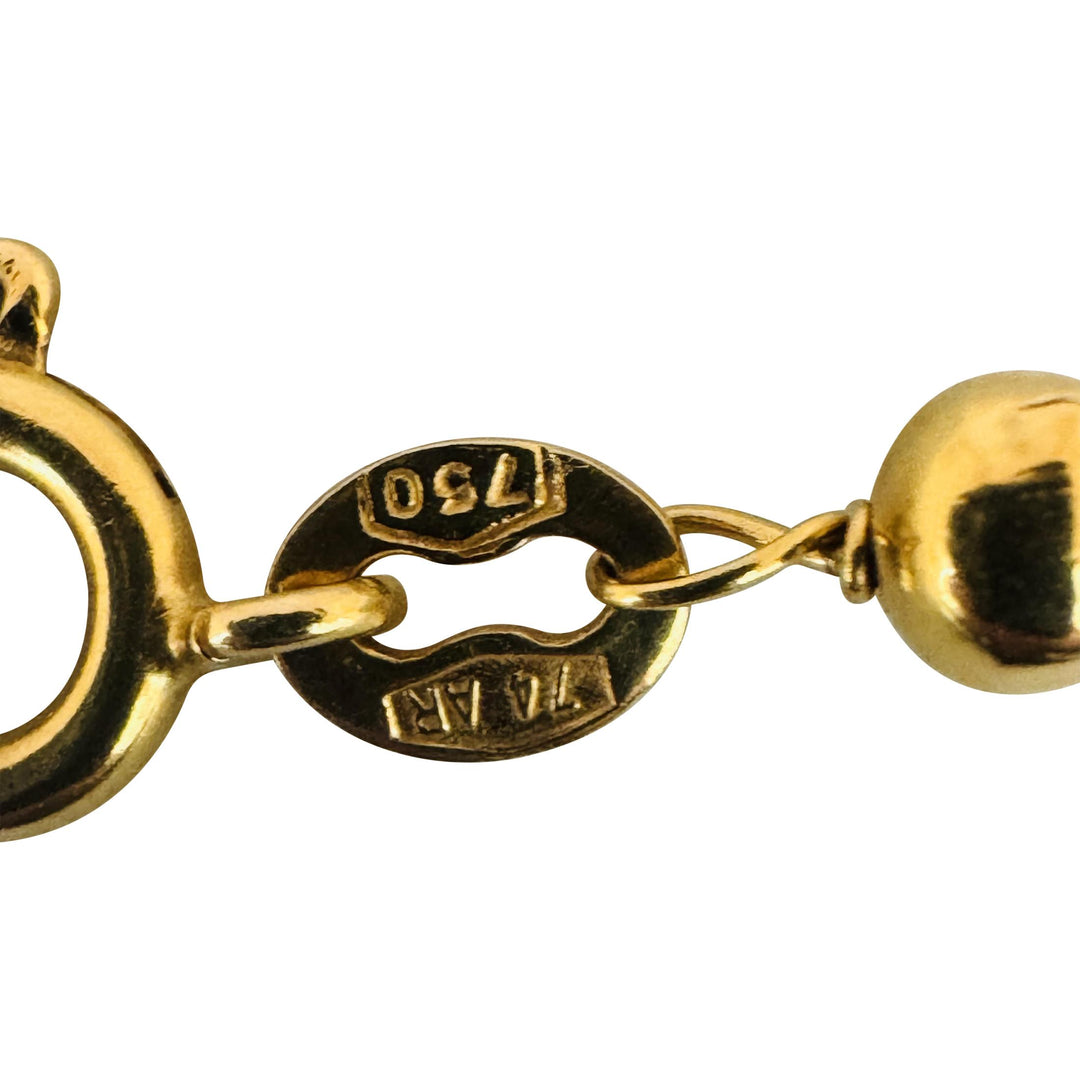 18k Yellow Gold 14.6g Vintage Ladies 5mm Fancy Ball Link Necklace Italy 25"