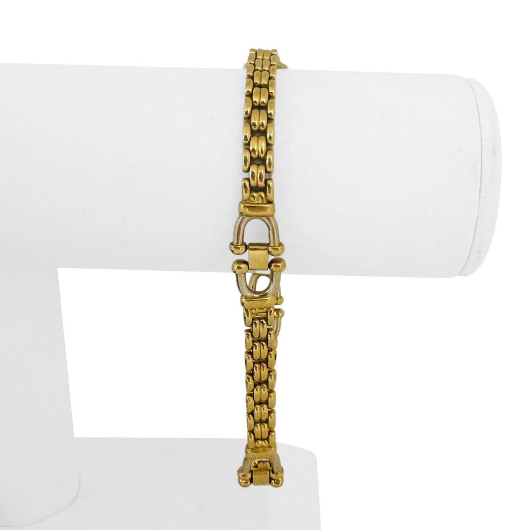 18k Yellow Gold 28g Solid Heavy Fancy Link Station Bracelet Italy 8.5"