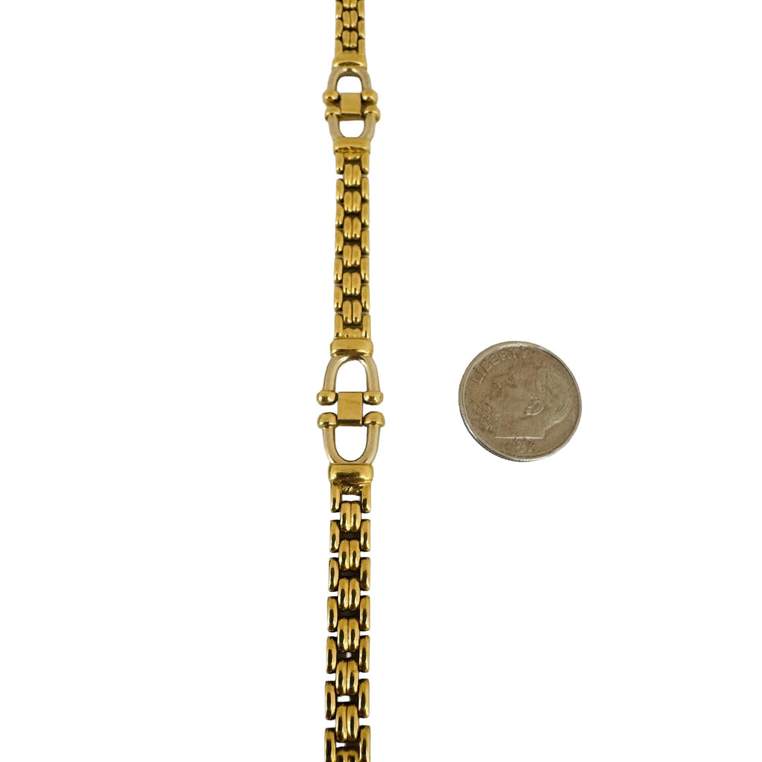 18k Yellow Gold 28g Solid Heavy Fancy Link Station Bracelet Italy 8.5"