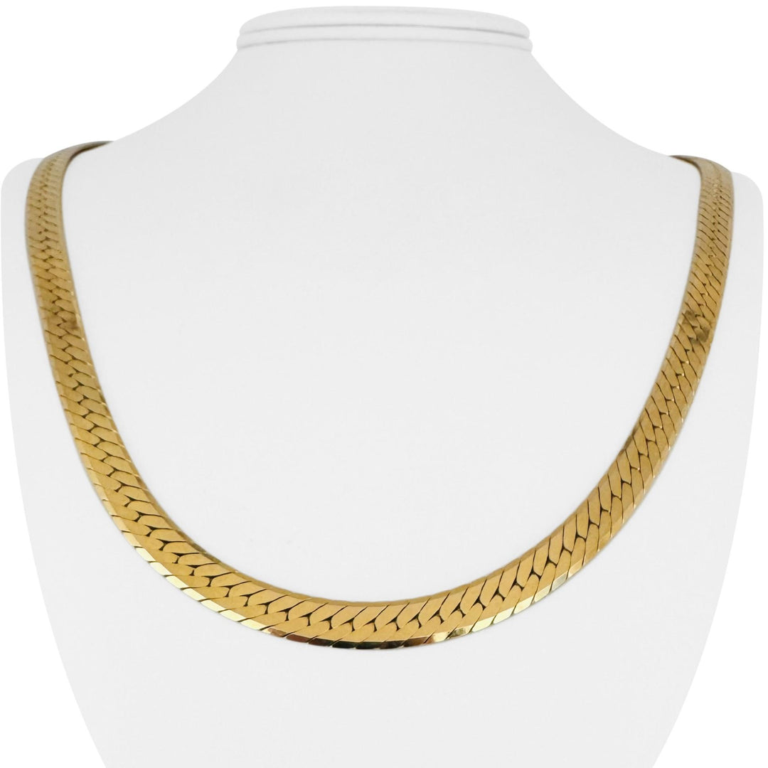 14k Yellow Gold 55g Solid Heavy Thick 7mm Herringbone Link Necklace 24"