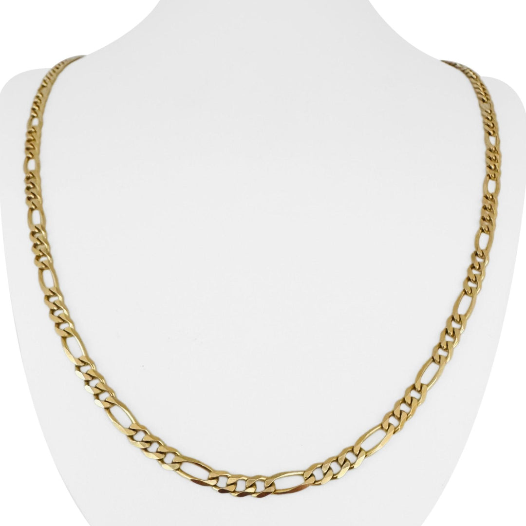 14k Yellow Gold 20g Solid 4.5mm Figaro Link Chain Necklace 24"