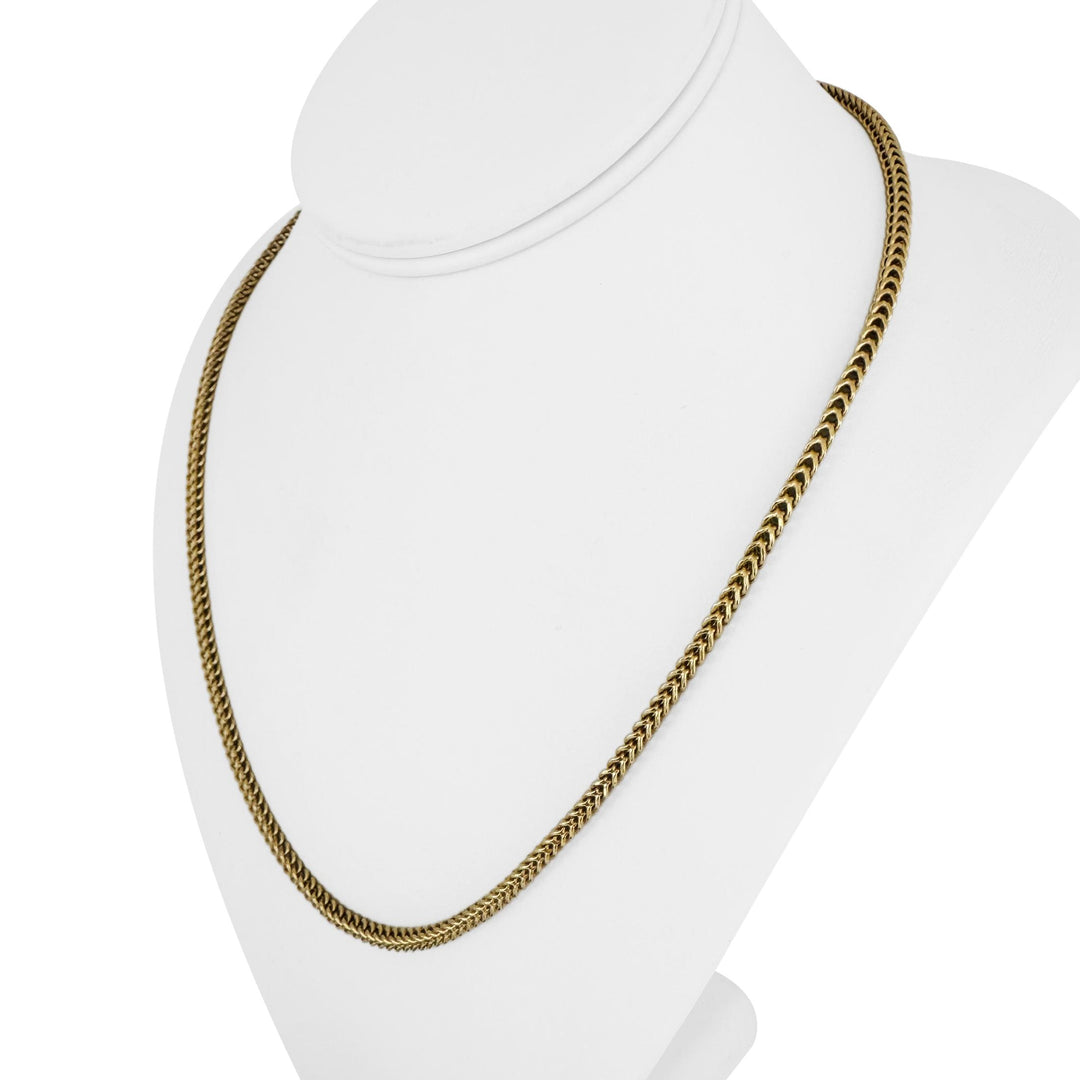 14k Yellow Gold 11.2g Semi Solid 3mm Squared Franco Link Chain Necklace 20"