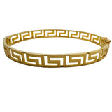 14k Yellow Gold 11.8g Solid Vintage 7mm Greek Key Bangle Bracelet 7.5"