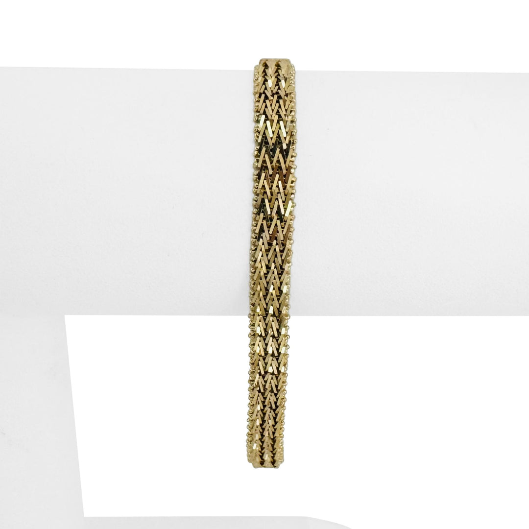 14k Yellow Gold 14.5g Solid 6.5mm Beaded Mesh Link Bracelet Mexico 7.25"