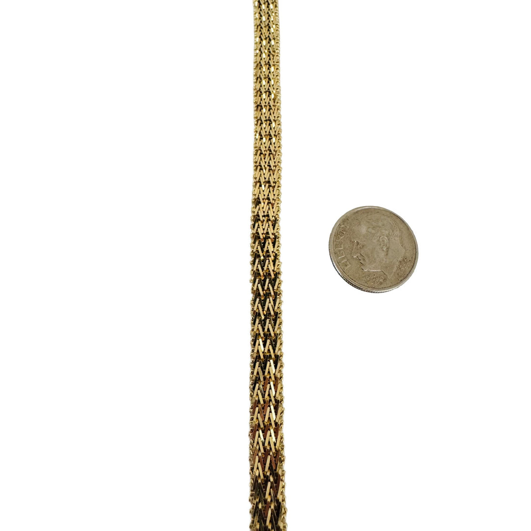 14k Yellow Gold 14.5g Solid 6.5mm Beaded Mesh Link Bracelet Mexico 7.25"