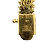 14k Yellow Gold 14.5g Solid 6.5mm Beaded Mesh Link Bracelet Mexico 7.25"