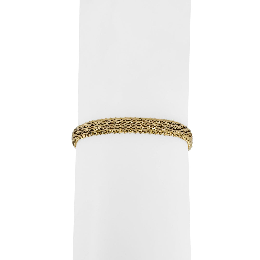 14k Yellow Gold 14.5g Solid 6.5mm Beaded Mesh Link Bracelet Mexico 7.25"