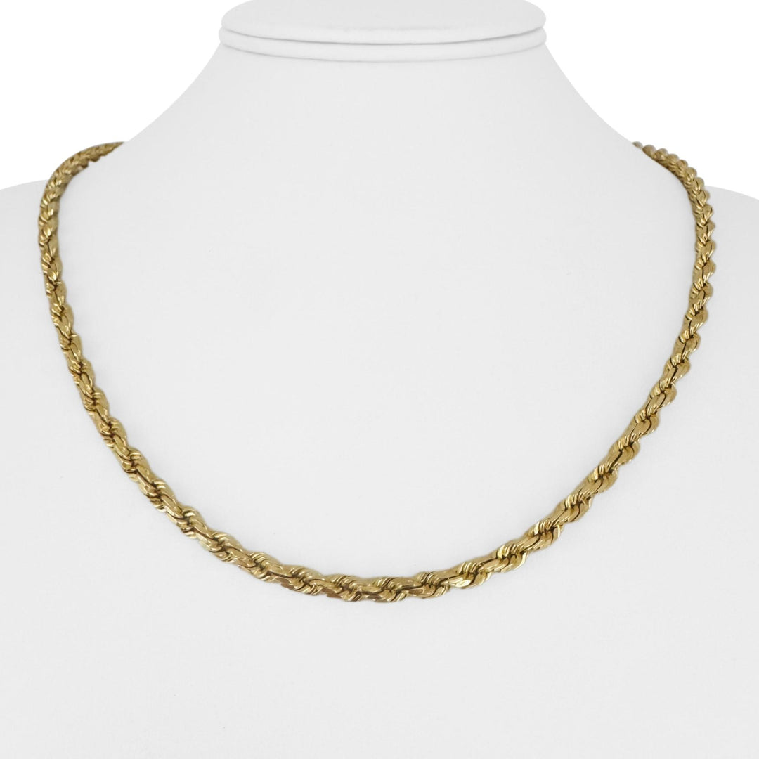 14k Yellow Gold 33g Solid Heavy 4mm Diamond Cut Rope Chain Necklace 20"