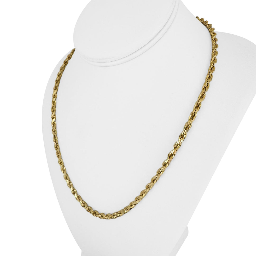 14k Yellow Gold 33g Solid Heavy 4mm Diamond Cut Rope Chain Necklace 20"