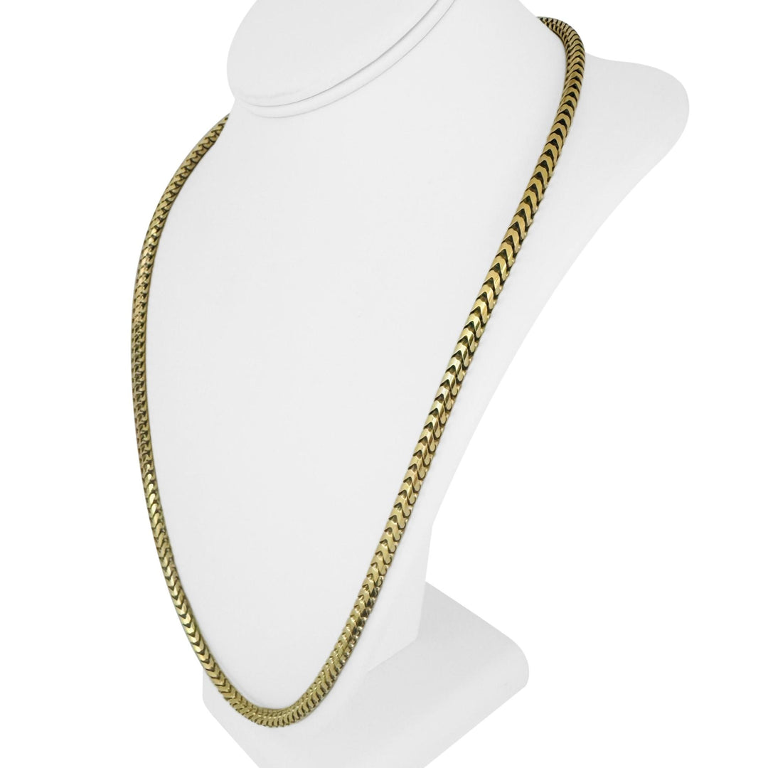 14k Yellow Gold 79.6g Solid Heavy 4.5mm Squared Franco Link Chain Necklace 26"