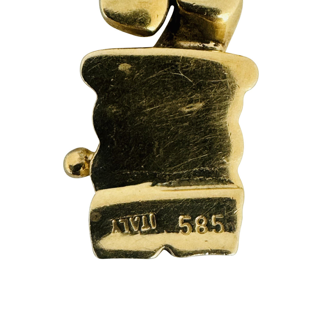 14k Yellow Gold 18.7g Ladies 10mm San Marco Station Link Bracelet Italy 7.5"