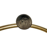 14k Yellow and White Gold 10.5g Hinged Connected Hearts Bangle Bracelet 7"