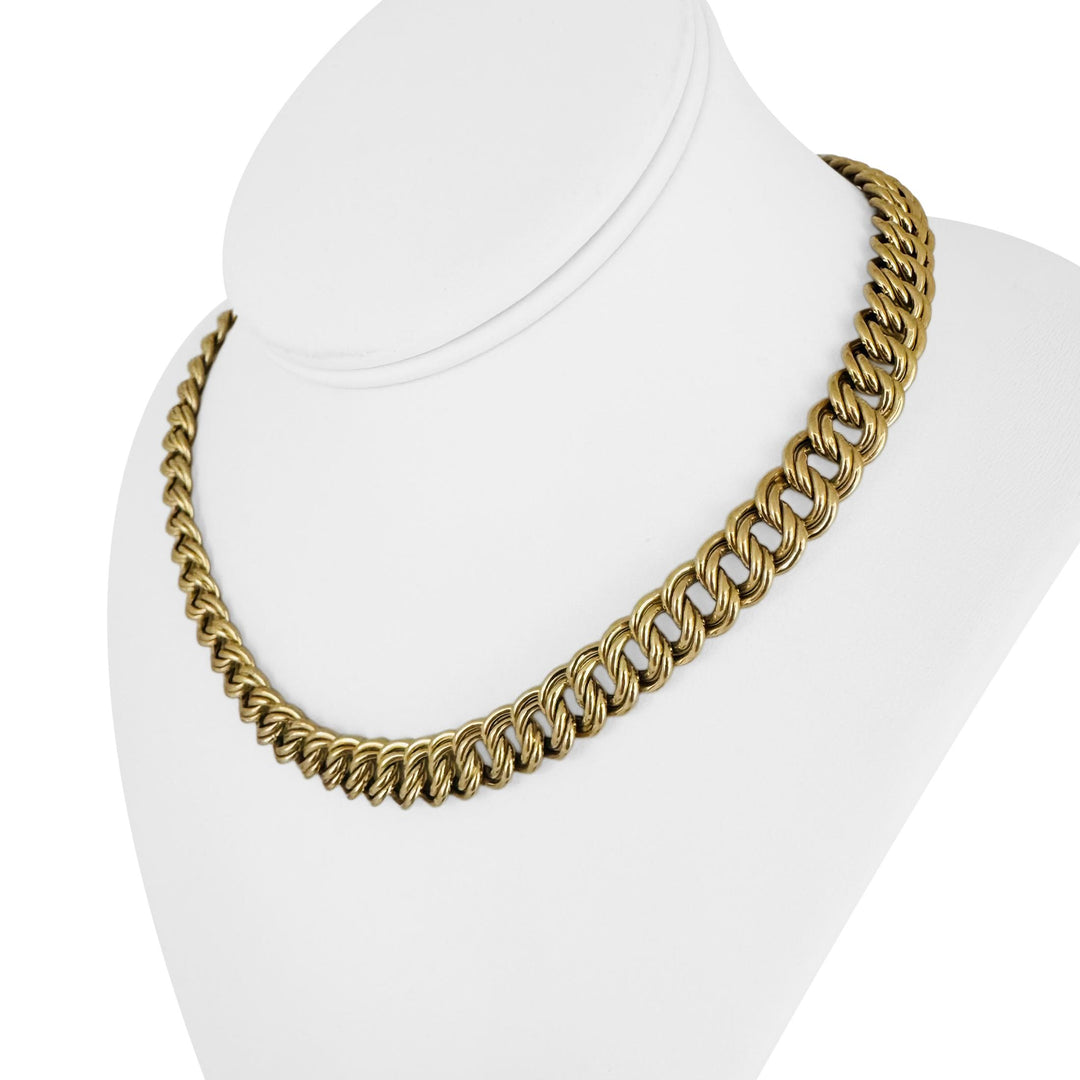 14K Yellow Gold 27g Vintage Ladies 10mm Double Curb Link Necklace Italy 17"