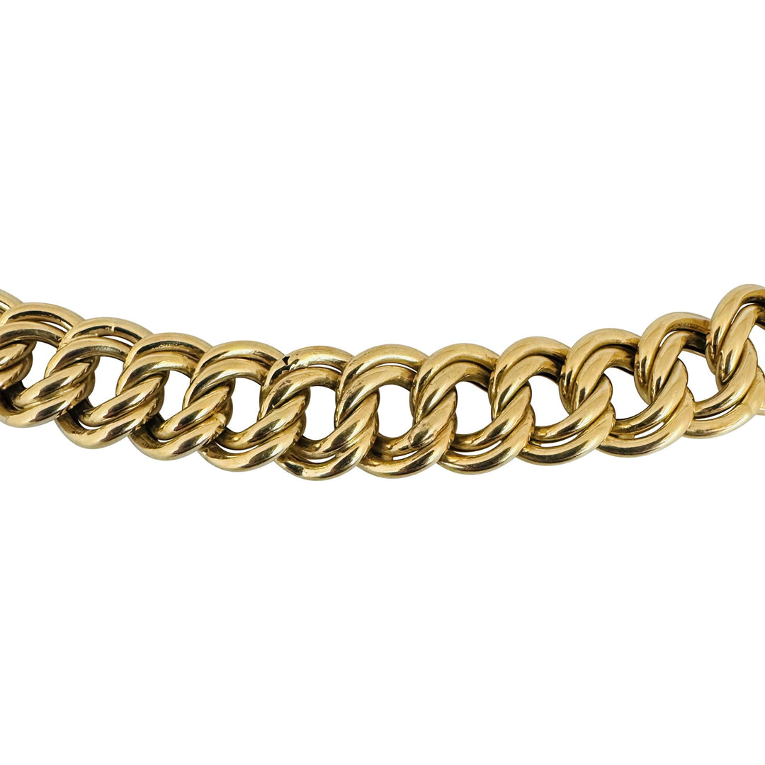 14K Yellow Gold 27g Vintage Ladies 10mm Double Curb Link Necklace Italy 17"