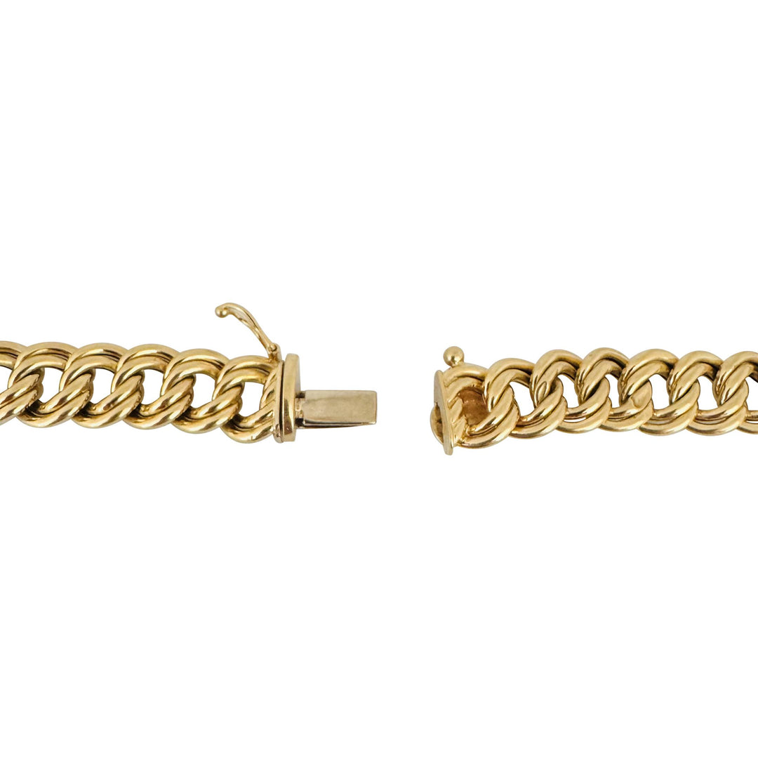 14K Yellow Gold 27g Vintage Ladies 10mm Double Curb Link Necklace Italy 17"
