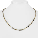 14k Yellow and White Gold 11.8g Two Tone 3.5mm Bar Link Necklace 19.5"