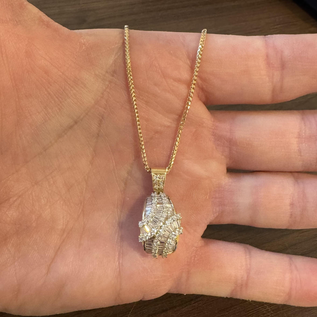 14k Yellow Gold and 1.75cttw Diamond Franco Link Pendant Necklace 18" or 20"