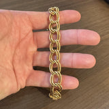 14k Yellow Gold 18.2g Vintage 14mm Double Oval Curb Link Bracelet Italy 7.5"