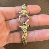 14k Yellow Gold 17.4g Ladies Fancy Link Cabochon Amethyst Bracelet 7"