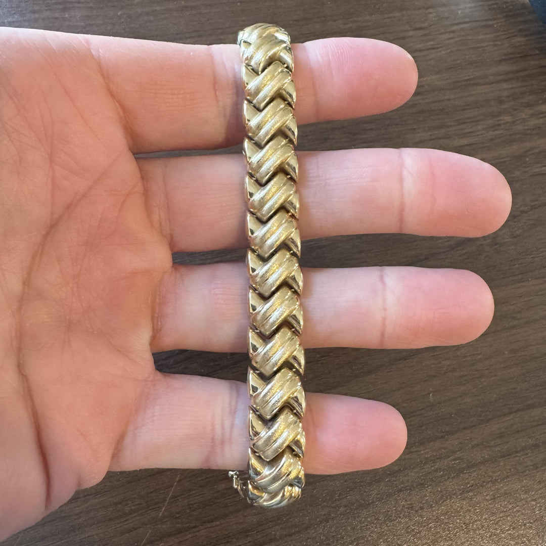 14k Yellow Gold 23.7g Ladies Thick 11.5mm Fancy Link Bracelet 7.25"