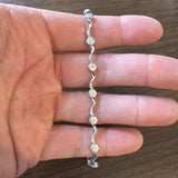 14k White Gold and Diamonds 7g Ladies Wave Link Bracelet 7.25"