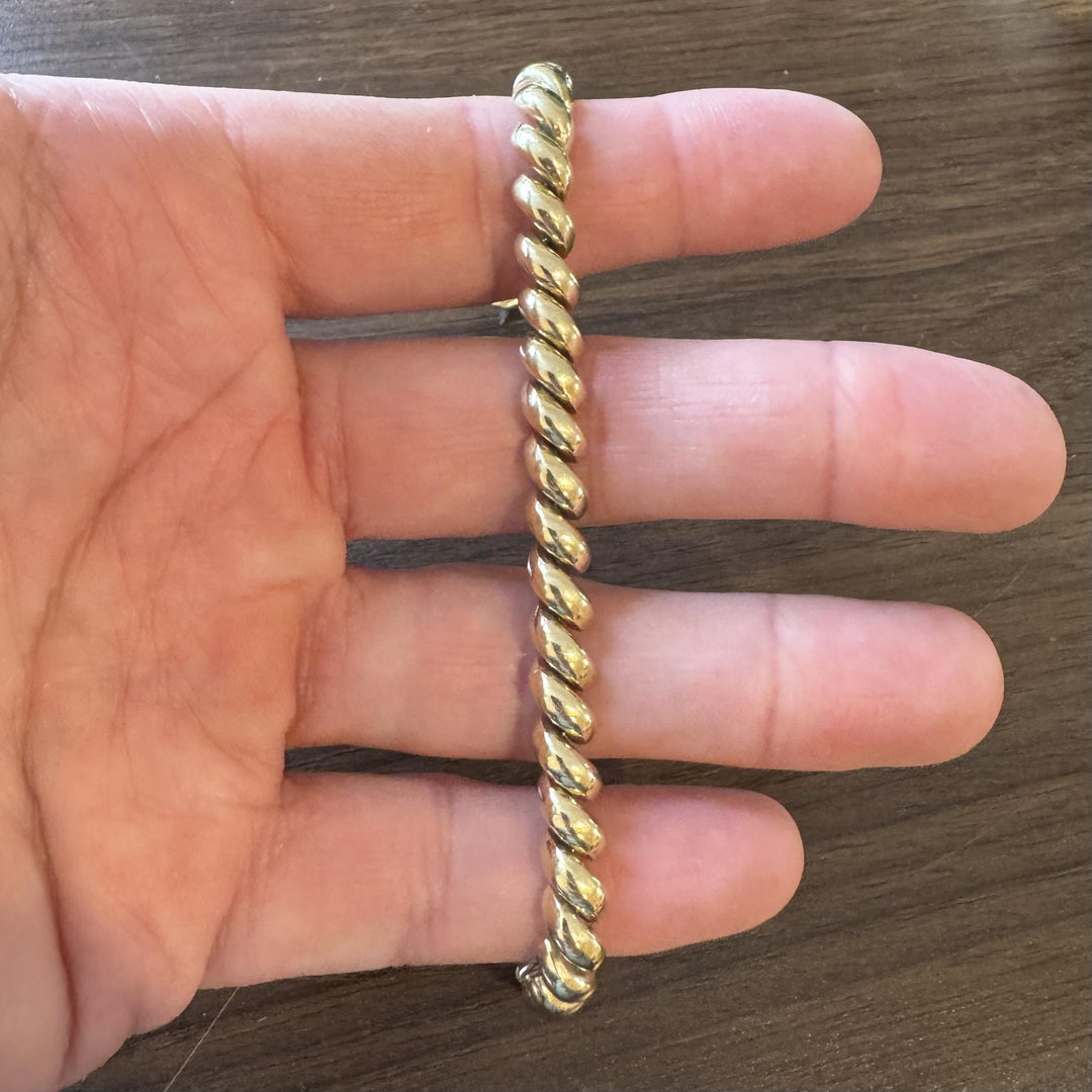 14k Yellow Gold 16.9g Ladies Polished 7mm San Marco Link Bracelet Italy 7.25"