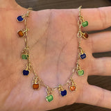 18k Yellow Gold 15.6g Ladies Vintage Enamel Apple Charms Link Necklace Italy 16"