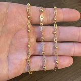 18k Yellow Gold 14.6g Vintage Ladies 5mm Fancy Ball Link Necklace Italy 25"