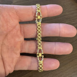 18k Yellow Gold 28g Solid Heavy Fancy Link Station Bracelet Italy 8.5"