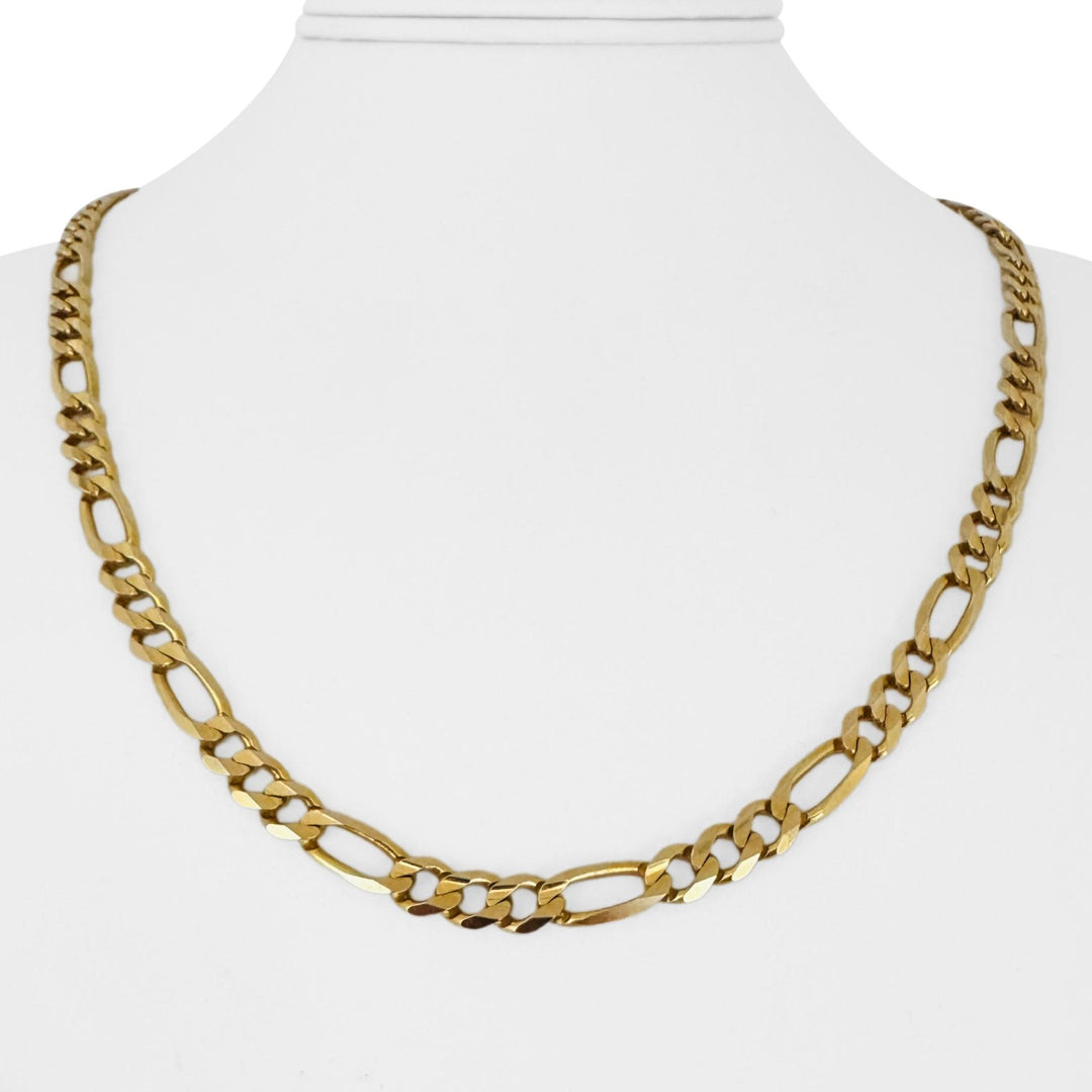 14k Yellow Gold 24.5g Solid 6mm Figaro Link Chain Necklace Italy 21"