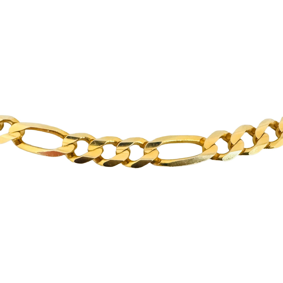 14k Yellow Gold 24.5g Solid 6mm Figaro Link Chain Necklace Italy 21"