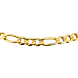 14k Yellow Gold 24.5g Solid 6mm Figaro Link Chain Necklace Italy 21"