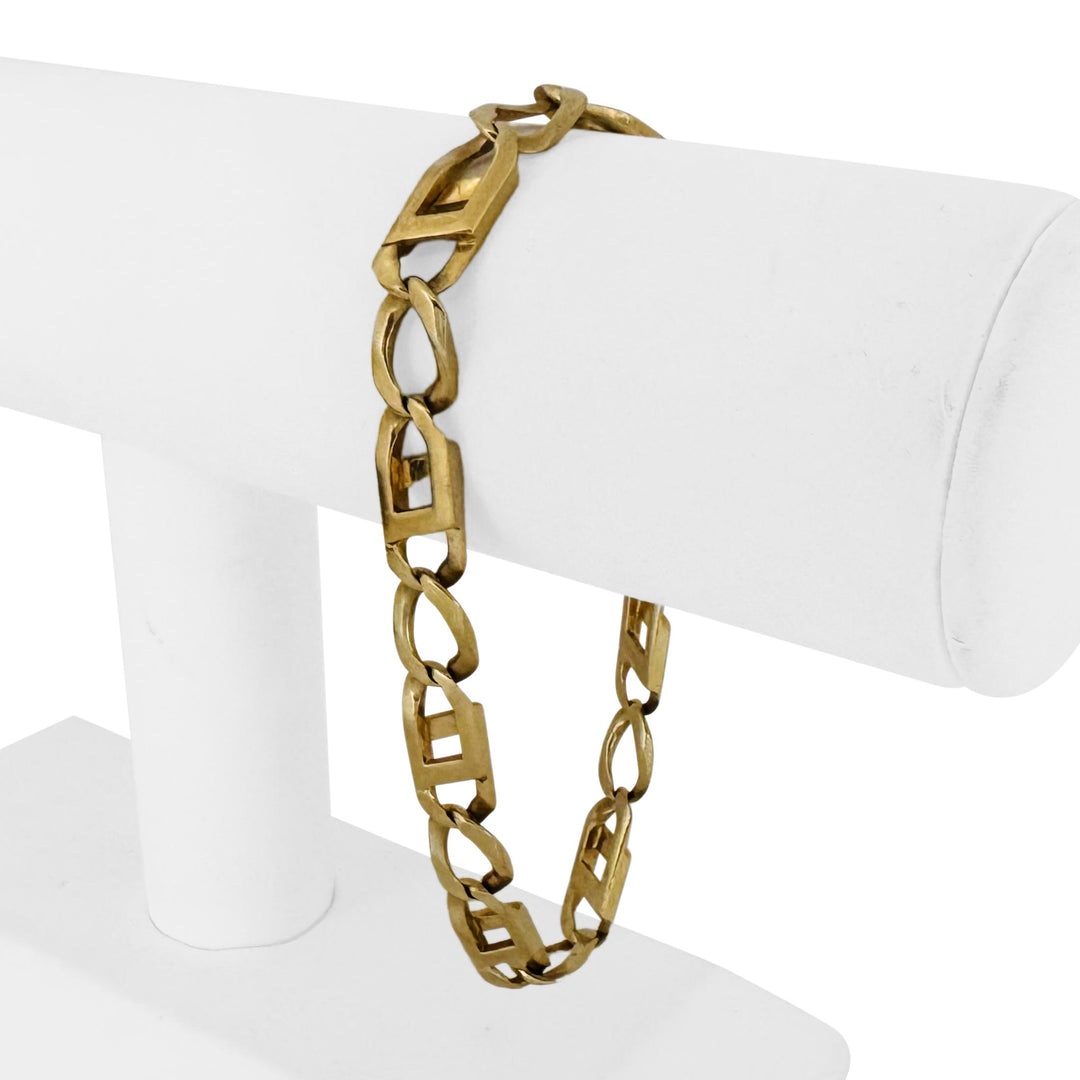 14k Yellow Gold 20.3g Solid Vintage Men's 8mm Figarucci Link Bracelet 8.5"