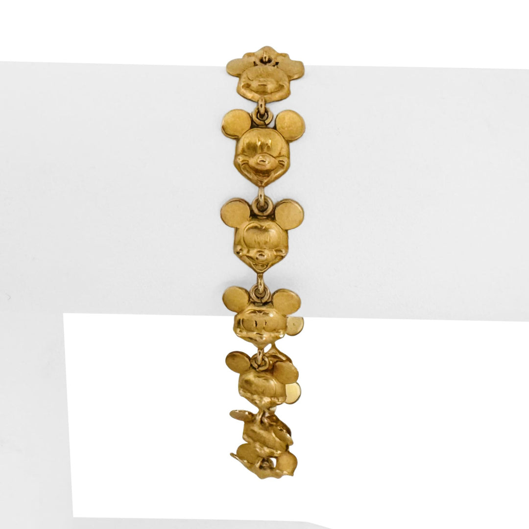 14k Yellow Gold 6.2g Light Vintage Van Dell Mickey Mouse Charm Bracelet 7.25"