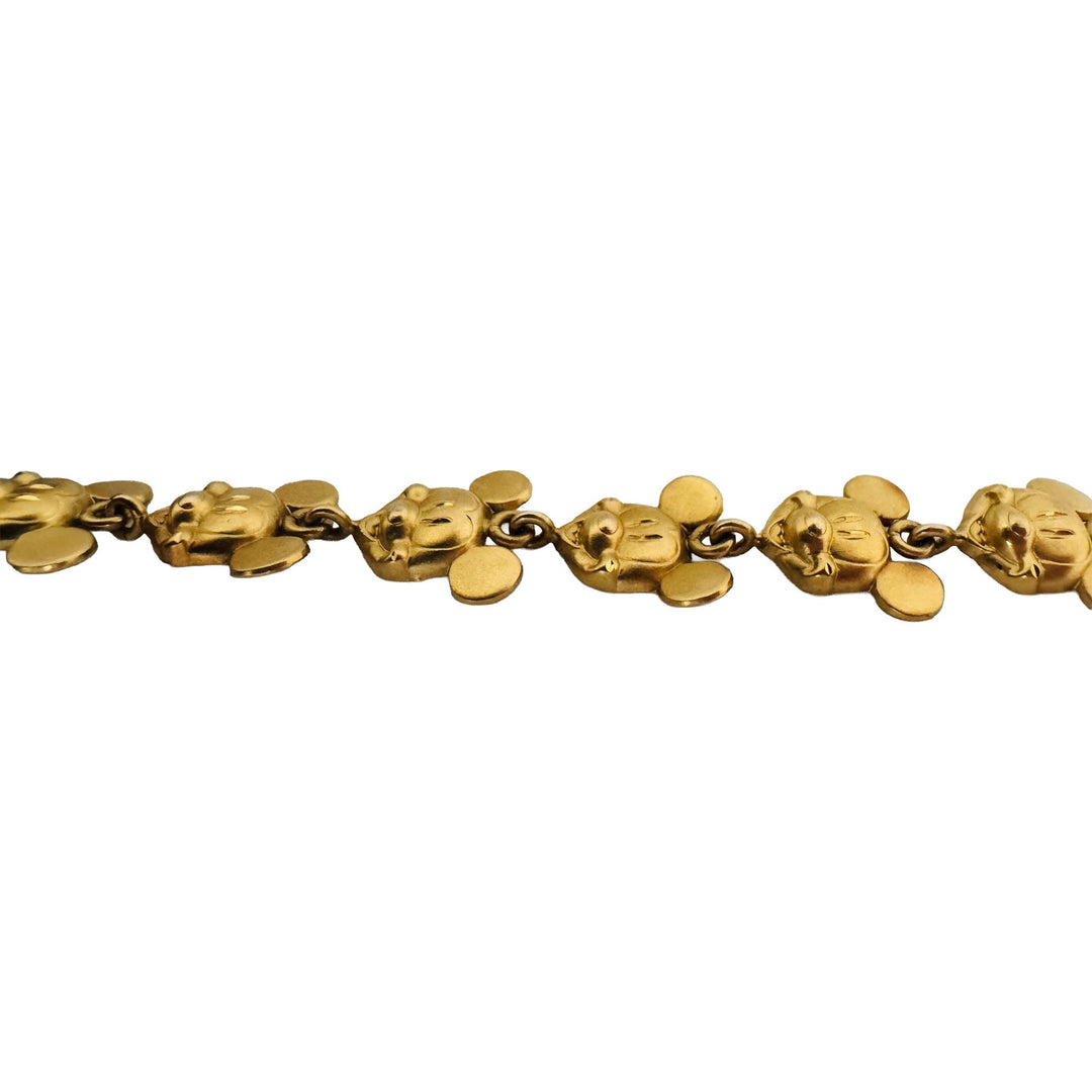 14k Yellow Gold 6.2g Light Vintage Van Dell Mickey Mouse Charm Bracelet 7.25"