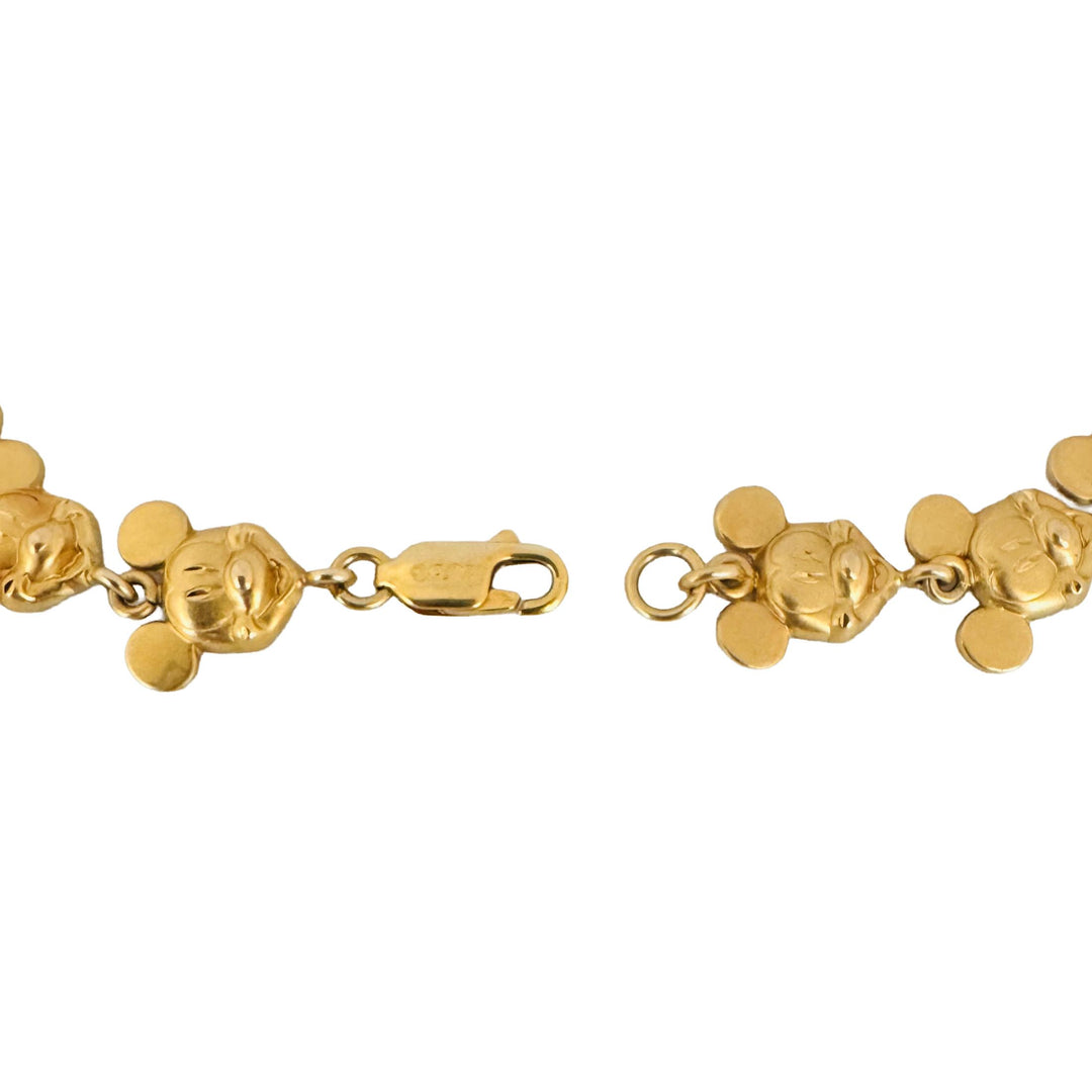 14k Yellow Gold 6.2g Light Vintage Van Dell Mickey Mouse Charm Bracelet 7.25"