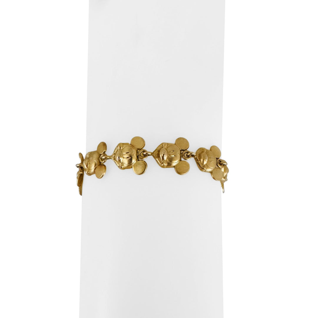 14k Yellow Gold 6.2g Light Vintage Van Dell Mickey Mouse Charm Bracelet 7.25"