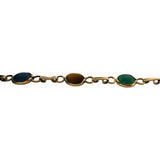 14k Yellow Gold 6.7g Ladies 7mm Multi Stone Carved Scarab Bracelet 7.5"