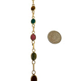 14k Yellow Gold 6.7g Ladies 7mm Multi Stone Carved Scarab Bracelet 7.5"