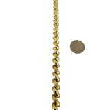 14k Yellow Gold 16.5g Polished and Brushed 8mm San Marco Link Bracelet Italy 7"