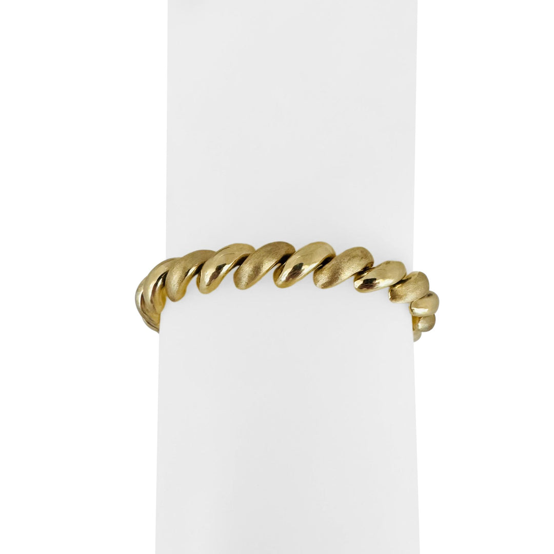14k Yellow Gold 16.5g Polished and Brushed 8mm San Marco Link Bracelet Italy 7"