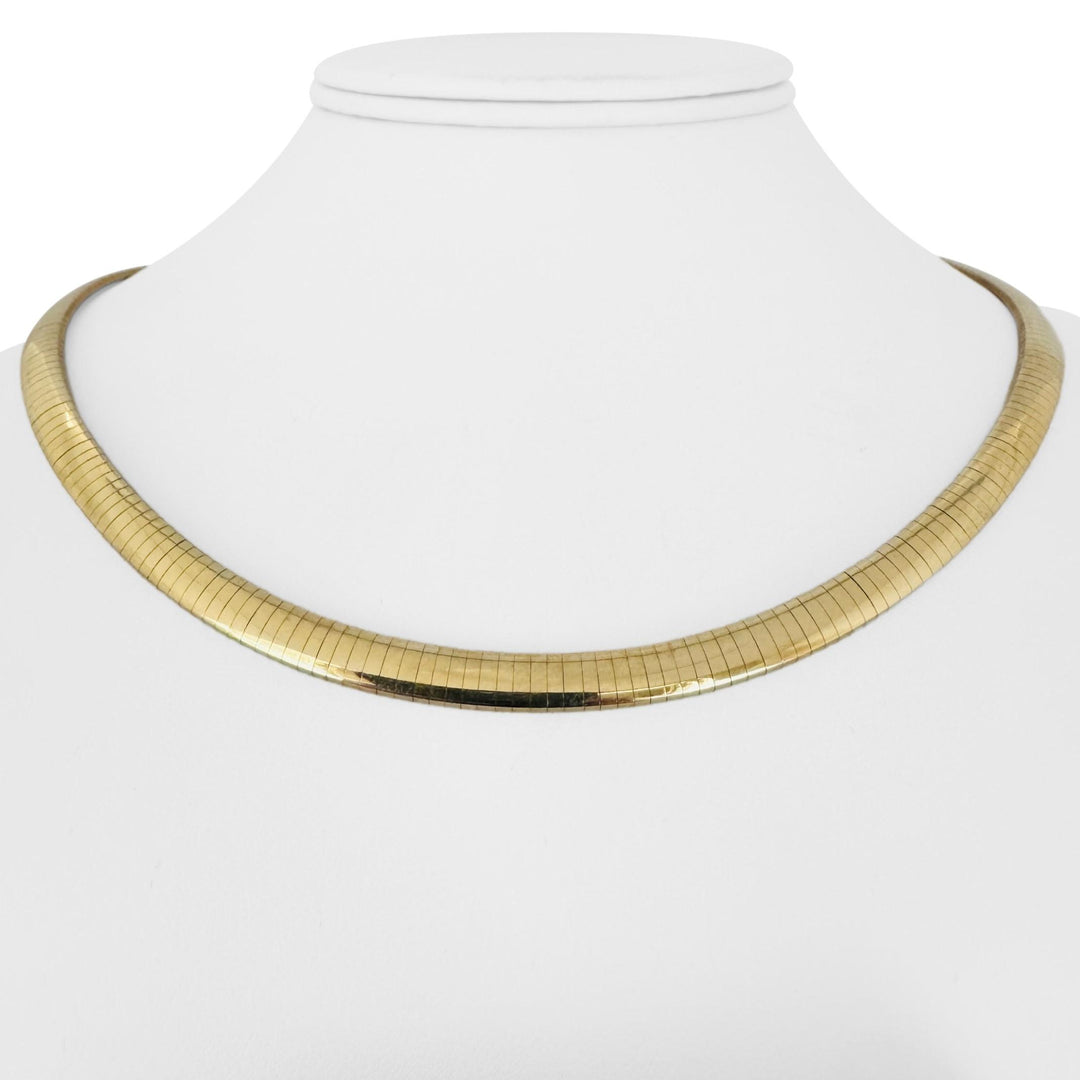 14k Yellow Gold 43g Solid Heavy 6mm Omega Link Necklace Italy 18"